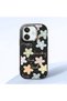 Oppo A3/A3X 4G/5G Compatible Shock-Absorbing Camera Protected Black Silicone Case Floral Print