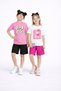 Girl's 2-Piece Set Printed Pink-White Summer T-Shirt Shorts Cotton Pieces Top and Bottom Set - 6