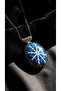 Bronze Authentic Jewelry Accessory Blue White Glass Processing Medallion Long Chain Women's Necklace - 3