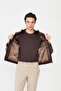 Brown Quilted Detailed Zippered Modern Genuine Leather Jacket - 8