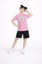 Girl's 2-Piece Set Printed Pink-White Summer T-Shirt Shorts Cotton Pieces Top and Bottom Set - 2