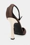 Vibe Kahve Velvet Ankle Strap Women's Gold Galvanized Heeled Shoes - 9
