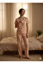 مجموعة بيجامة محبوكة من قطن قطع من Peach منقوش Soft Touch Summer Pointelle - 3