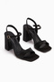 Janica Black Ankle Boots Buckled Block Heel Women's Sandals - 4
