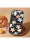 Samsung Galaxy A05 Compatible Shock-Absorbing Camera Protected Black Silicone Case Floral Print - 2