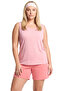 Plus Size Women's Athlete's Pajama Set with Plain Shorts Pocketed – Powder