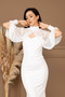 Crepe Pearl Bolero Detailed Fish Tail Dress - White - 5