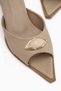 Dania Beige Buckled Short Heeled Women's Shoes Slipper - 4