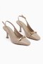Hanaa Beige Buckled Flat Toe Women's Shoes Heeled Shoes - 4