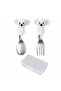 Light Gray Premium Children's Bpa Free Silicone Handle Stainless Steel Tip Fork-Spoon with Koala Figure, 9+ Months - 8