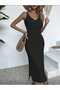 Leaf Pattern, Elastic Waist, Lace-Like Knit Low-Cut Long Straps, 100% Cotton Knitwear Beach Dress - 5