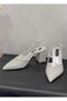 1296 Y-600 Pearl Stone Dress Shoes 8 cm Thick Heel Half Open Stiletto Shoes for Women - 4