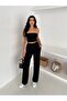 Women's Loose-Leg Stone-Embellished Modal Fabric Wide-Leg Model Sweatpants - 4