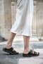 Women's Double Buckled Gold Detailed Comfortable Casual Summer Shoes Slipper - 5