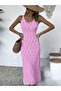 Leaf Pattern, Elastic Waist, Lace-Like Knit Low-Cut Long Straps, 100% Cotton Knitwear Beach Dress - 6