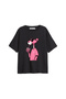 Pink Panther V2 Printed Relaxed Fit Black Women's Tshirt