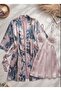 Blue Floral Silk Satin Nightgown and Robe Set - 3