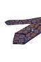 Orange - Navy Blue Motif Pattern Classic Tie with Handkerchief Kk13612 - 3