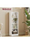 VASAGLE 4 Compartment Wooden Bookcase with Adjustable Shelves, White Storage Organizer - 2