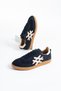 Shen Women's Lace-Up Shoes Genuine Leather Sneakers Navy Blue Suede - 4