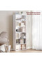 VASAGLE 6 Tier Wooden Bookcase with Adjustable Shelves, White Storage Organizer - 4