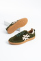 Shen Women's Lace-Up Shoes Genuine Leather Sneakers Khaki Suede - 6