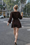Women's Summer Basic Belted Brown Kimono - 6