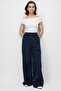 4788 women's wide cut elastic parachute Palazzo Pants navy blue - 2