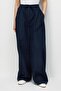 4788 women's wide cut elastic parachute Palazzo Pants navy blue - 5