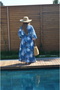 Viscose Satin Fabric Kimono - Pareo - Dressing Gown - (Belt Included)-Blue - 4
