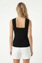 Women's Amanda Lüx Touch Gold Buckle Detail Black Knitted Blouse - 5