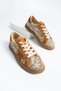 Syndra Women's Genuine Leather Sneakers Gold Glitter/Tan Suede - 5