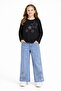 Black Star Embroidered Badili Jeans Pants Girls' 2-Piece Set 23741 - 2