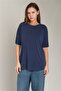 Adele Basic Seamless T-Shirt Top Wear Sleepwear Top - Navy Blue - 2