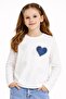 Ecru Heart Patterned Badili Jeans Trousers Girl's 2-Piece Set 23745 - 3