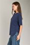 Adele Basic Seamless T-Shirt Top Wear Sleepwear Top - Navy Blue