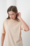 Women's 2-Pack T-Shirt 100% Cotton Crew Neck Comfortable Fit Beige - Navy Blue T-Shirt - 4