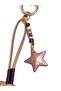 Handmade Lucky Knot Suede Drawstring Gold Detailed Bag Charm Keychain Black and Beige Color Option - 7