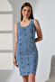 Women's Thick Strap Classic Model Medium Length Trendy Dress Bnj-666 - 3