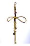 Handmade Lucky Knot Suede Drawstring Gold Detailed Bag Charm Keychain Black and Beige Color Option - 8