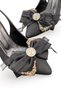 Women's Satin Bow Gold Buckle Detail Stiletto