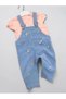 Colorful Floral Embroidered Denim Look Knitted Fabric Summer T-Shirt Set of 2 Salopet - 8