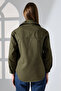Women's Oversized Khaki Utility Shirt Jacket Double Pocketed Modern Style Bnj-654 - 7