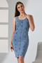 Women's Thick Strap Classic Model Medium Length Trendy Dress Bnj-666 - 5