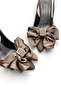 Women's Satin Bow Gold Detailed Stiletto - 3