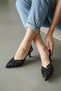 Fest Black Lace Bead Embellished (8 cm Heel) Pointed Toe Daily Heeled Shoes - 5