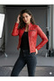 Blaze Women's Red Genuine Leather Coat - 3