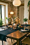 Set of Cotton Black Tables Table Runner 40X110 cm Modern Decorative Tablecloth - 4