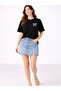 Women's Black Oversized Kurdale Printed Stylish T-Shirt with Cotton Strands - 2