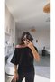 Black Off-Shoulder Short Sleeve Modal Blouse